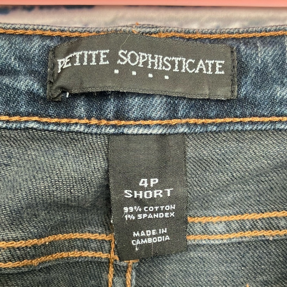 Petite Sophisticate Dark Blue Straight Leg Jeans, 4P Short - Picture 5 of 11